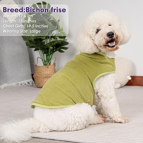 Sherpa Dog Coat Reversible Dog Jackets for Small Dogs (Large (16-21lbs) / Green)