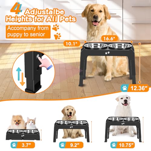 Elevated Dog Bowls (Black / 8" for Medium Dogs)