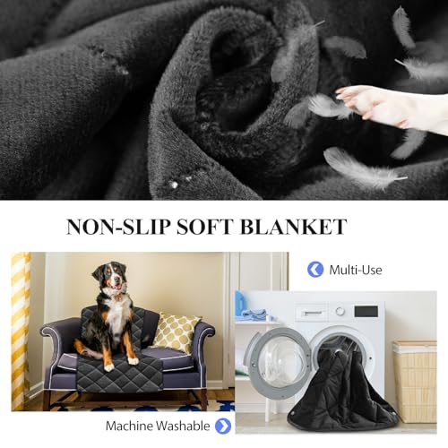 Hard Bottom Dog Truck Seat Cover for Crew Cab Trucks with Blanket (XL - For Full Size Truck / Full Size SUV / Carbon Black)