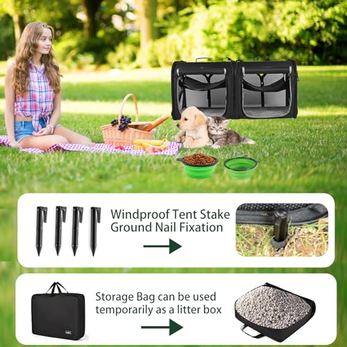 2-in-1 Pet Carrier for Cats & Dog, Travel Carrier for Camping (35.4"L x 13.8"W x 16.9"H / 2.0 Black)