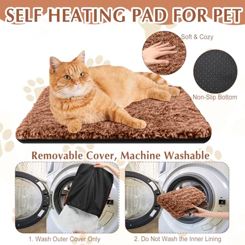 4 Pack Self Warming Cat Mat for Pets (16 x 20 Inch / Brown)