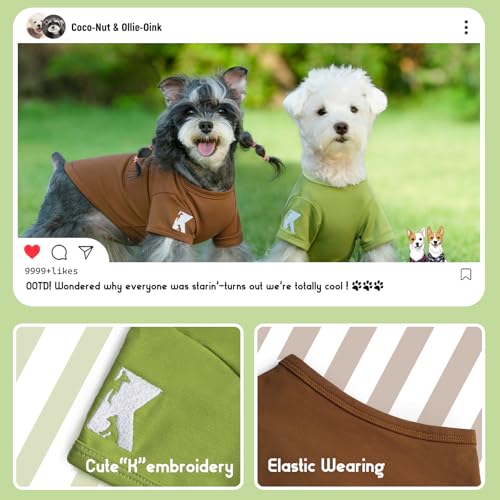 Dog Shirts Soft Stretchy Plain T (Brown & Avocado green / XL-(15~24lb) | Chest(~20.8"))