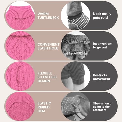 Dog Sweater for Small Dogs (Pink / X-Small)
