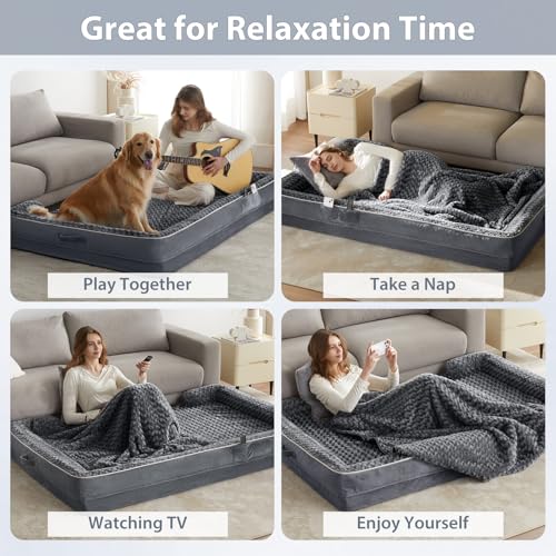Orthopedic Washable Human Dog Bed for Adult & Dog Cozy Sleep (61.0"l X 43.0"w X 7.0"th / Dark Grey)