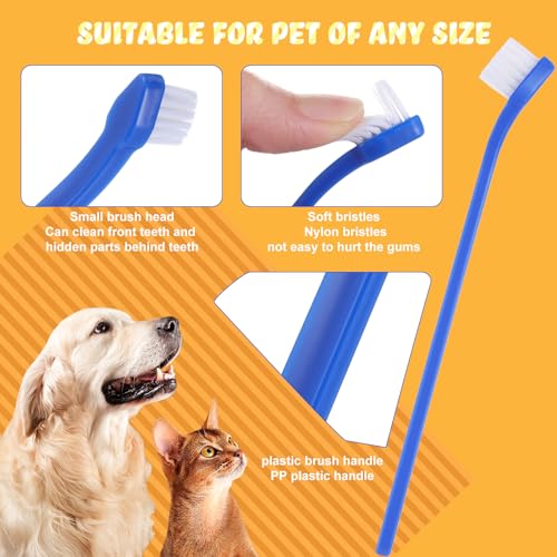 100 Pcs Small Dog Toothbrush Bulk Pack Long Handle Pet Toothbrushes with Soft Bristles (Blue)