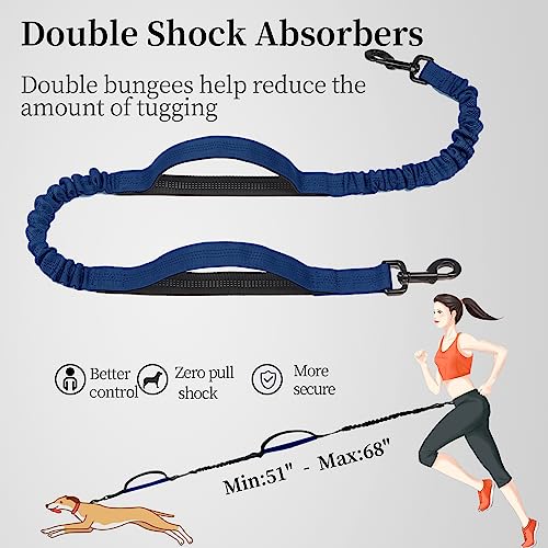 Hands Free Dog Leash with Zipper Pouch (True Navy / Large)