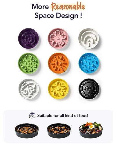 Slow Feeder Dog Bowls Ceramic (Skull Black / L-3 Cups)