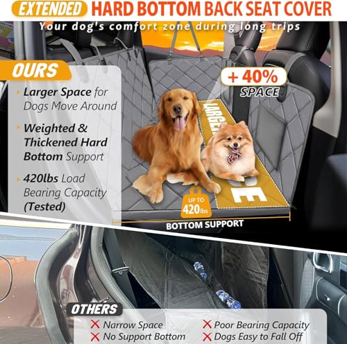 Hard Bottom Dog Car Seat Cover for Back Seat (L - For Cars/ Mid-Size SUV/ Small Truck / Grey)