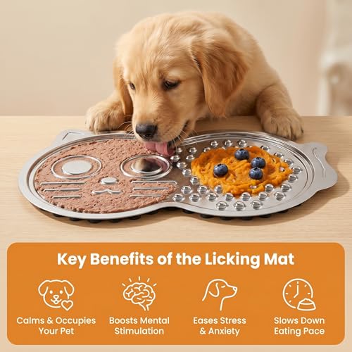2 Pack XL Stainless Steel Lick Mat for Dogs & Cats