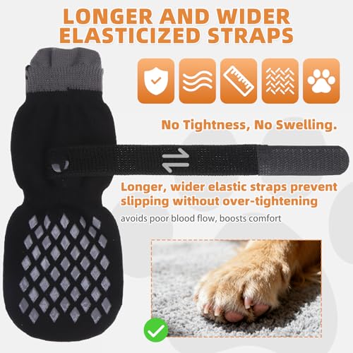 Anti Slip Dog Socks Shoes for Hot Pavement to Prevent Licking Paws Scratching (black / X‑Small (4 Pack))