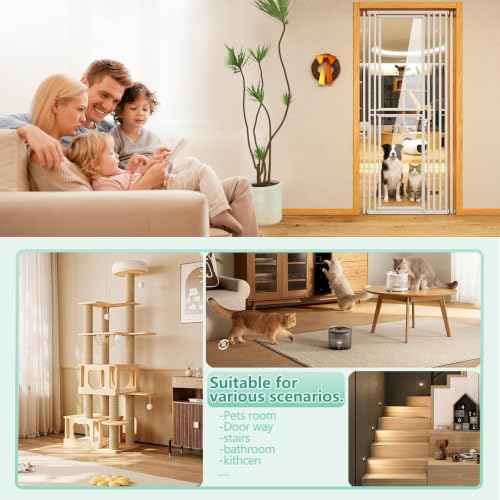 78.74" Extra Tall Cat Gate for Doorway (White / 74)