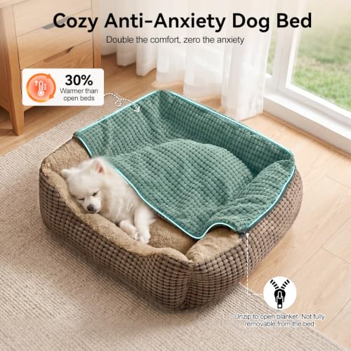 Dog Beds for Large Medium Small Dogs (Brown / L(30″ x 24″ x 9″))