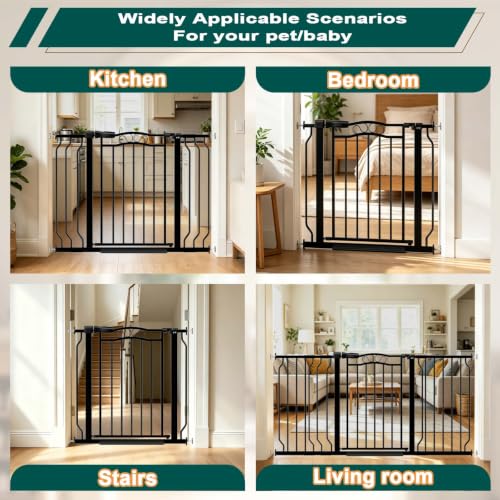 62.5" 71.6" Extra Wide Baby Gate for Doorway Long Large Dog Gate (Black / 62.6"-71.6")