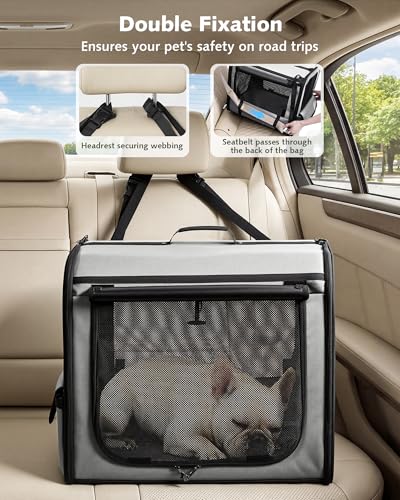 Dog Car Carrier Light Weight 24×17.7×20.5in (Gray / 24.0"L x 17.7"W x 20.5"H)