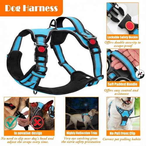 No Pull Dog Harness (Large / Blue)