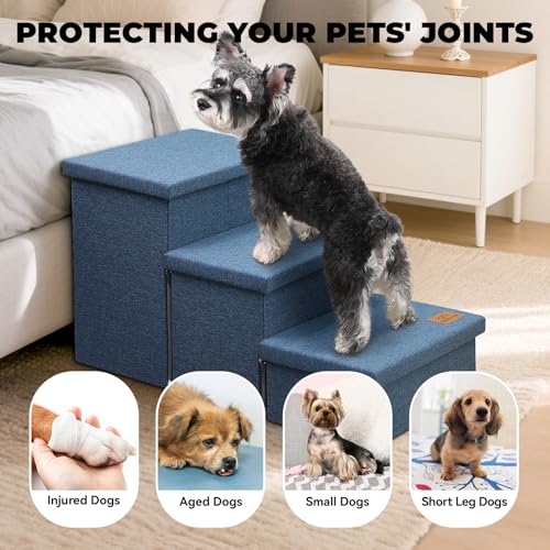 Dog Stairs with Storage (Navy Blue No Condo / 3)