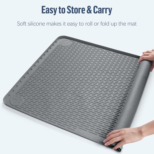 Pee Pad Holder for Dogs 40''x28'' Silicone Puppy Pee Pad Tray (Dark Grey)