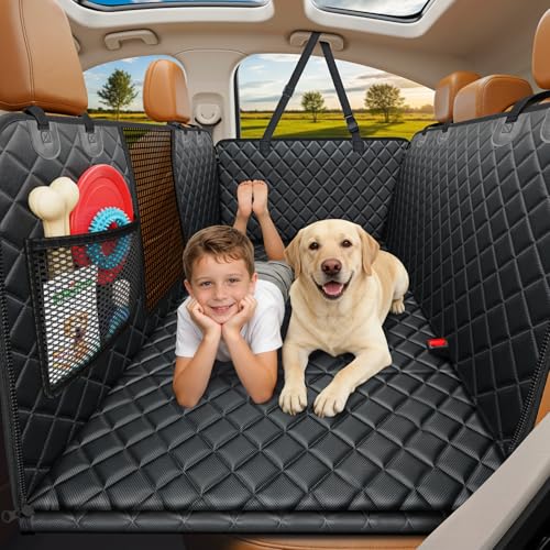 Hard Bottom Dog Car Seat Cover (All Black / Medium - for Most Sedans & SUVs)