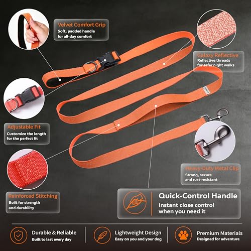 Hands Free Dog Leash (6–9.5 ft / Orange)
