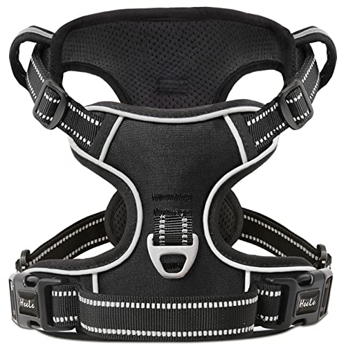 Dog Harness No Pull Adjustable Padded Reflective Harness for Small Medium Large Dogs with Handle for Walking Training (L / Black)