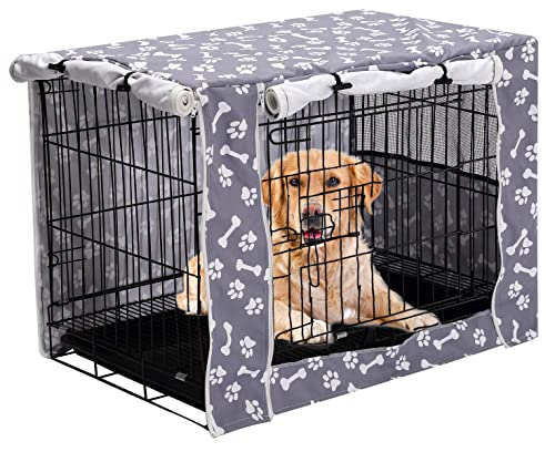Dog Crate Cover Durable Polyester Pet Kennel Cover Universal Fit for Wire Dog Crate (48.0"L x 30.3"W x 32.0"H / Sky Gray)