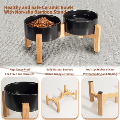 Elevated Ceramic Dog Bowl (Black / Medium)