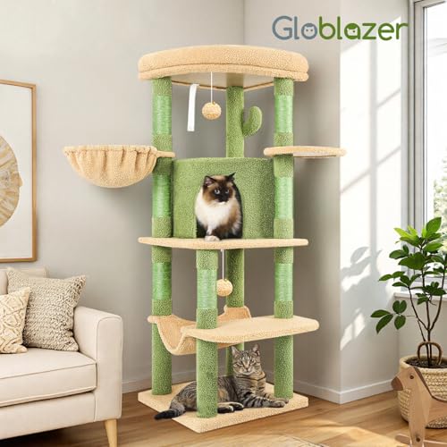 Cactus Corner Cat Tree Tower with Scratching Post (51inch / Cactus Green)