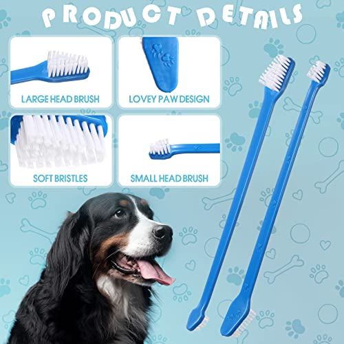 200 Count Dog Toothbrush Double Headed Long Handle Soft (Blue)
