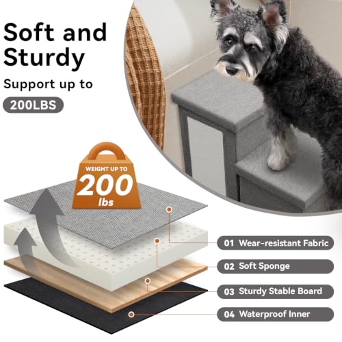 Dog Stairs with Storage (Grey with Cat Scratcher No Condo / 3)
