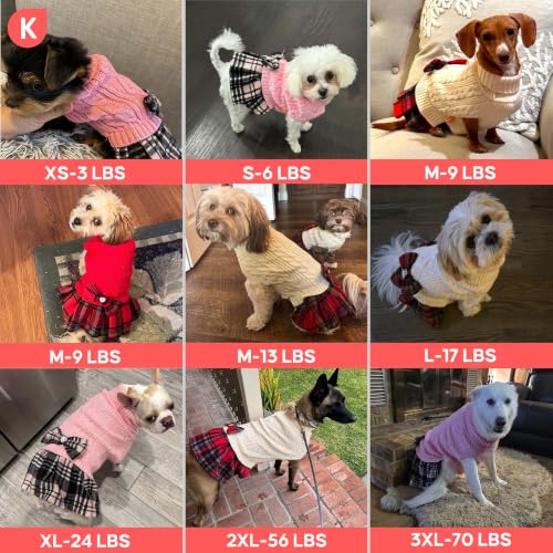 Dog Sweater Dress for Medium Large Dogs Turtleneck Thick Knit (XX-Large (40-70lbs) / 02# Pink)