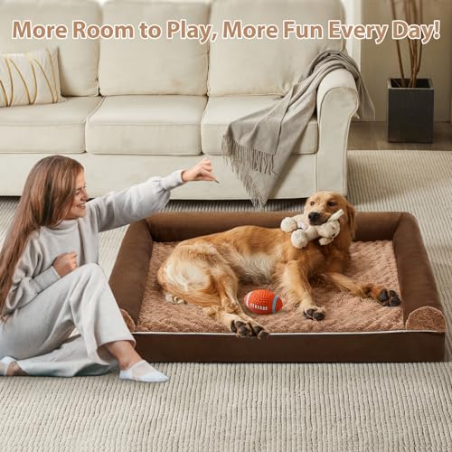 Orthopedic Washable XXL Dog Bed for Senior Dog Cozy Sleep (54"l x 36"w x 7"th / Brown)