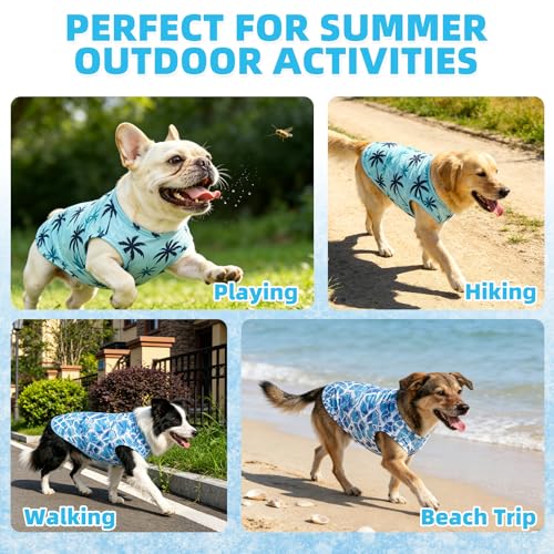 Cooling Sunblock Dog Clothes for Large Dogs (Ice Cube & Coconut / X-Large(Chest 26", Back 19"))