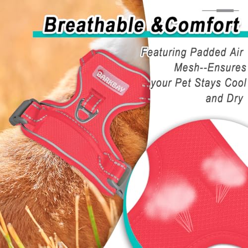 Dog Harness for Medium Sized Dog No Pull Mesh 2 Clips Dog Vest (Medium / Red-Mesh)