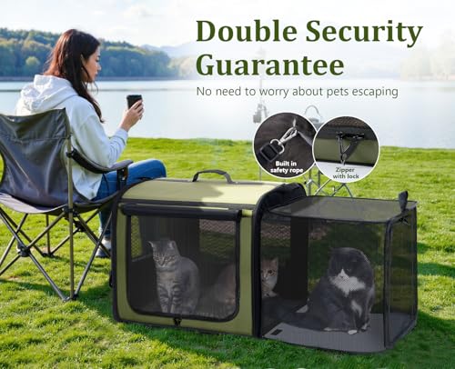 Dog Car Carrier Light Weight (Green(Expandable) / 24.0"L x 17.7"W x 20.5"H)