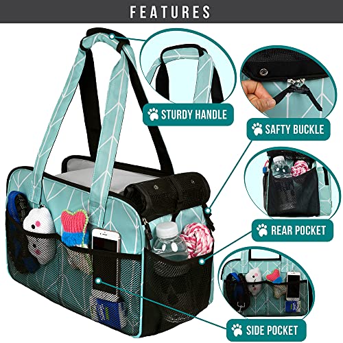 Small Dog Purse Carrier (Chevron Teal)