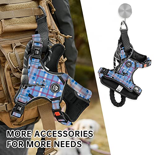 Reflective Dog Harness for Large Dogs (Checkered Blue / Large)