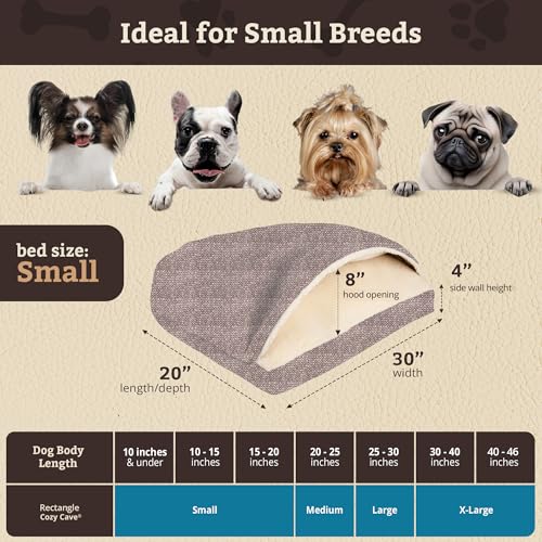 Rectangle Cozy Cave Dog Bed (Merlin Linen / Small)