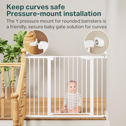 36" Extra Tall Baby Gate for Stairs (White / 30-48"W x 36"H)
