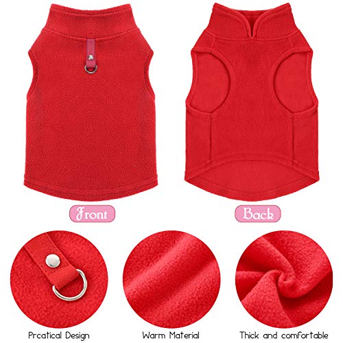 6 Pack Winter Dogs Sweater for Small Dogs Warm Clothes Fleece Vest with Leash Ring Sleeveless Dog Jacket for Little Medium Puppy Pet Unisex (Bright Colors / L)