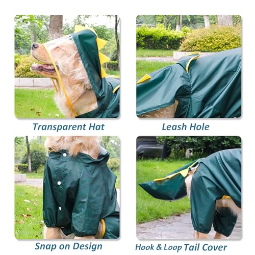 Dog Raincoat Tail Protect Legs Cover Dinosaur Cosplay Raincoat Costume Cute Animals Pattern Raincoat Jacket for Medium Large Dogs 6XL (6XL-Back<24'' For 55-66lb dogs / Dinosaur)