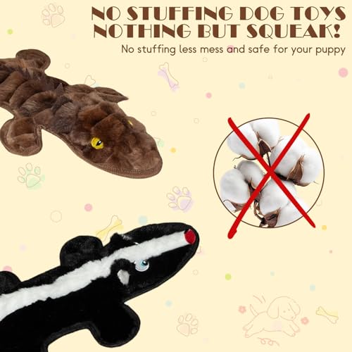 No Stuffing Dog Squeak Toys (Black, dark brown)