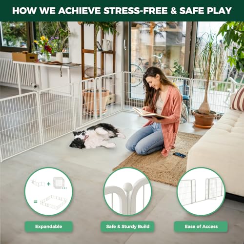 Homeplus Indoor Dog Playpen (White / 32"H)