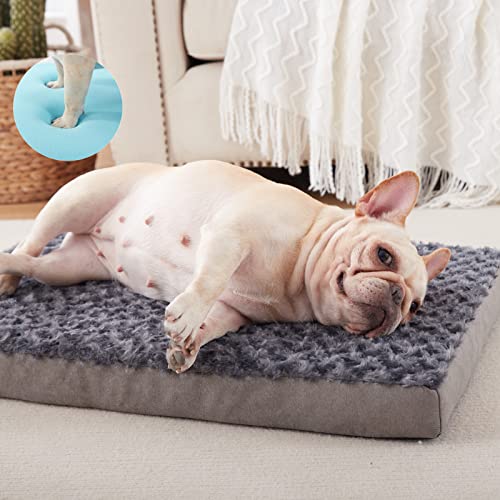 Orthopedic Memory Foam Bed for Medium Dogs (Rose Plush / Medium-29"x 18" x 3")