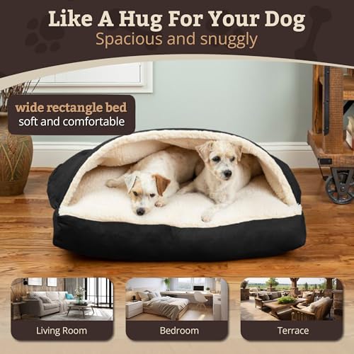 Rectangle Cozy Cave Dog Bed (Black / Medium)
