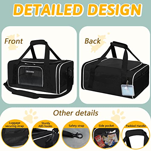 Small Pet Carrier 17" L x 12" W x 8.5" H Airline Approved (17.0"L x 12.0"W x 8.5"H / Black)