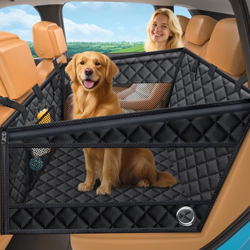 Hard Bottom Dog Car Seat for Back Seat (Carbon Black / Standard - 54" Length)