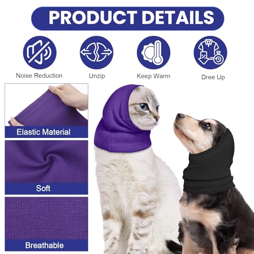 4 Pcs 3 Size Dog Ear Muffs (Pink+Gray+Blue+Purple / 2 Small+Medium+Large)