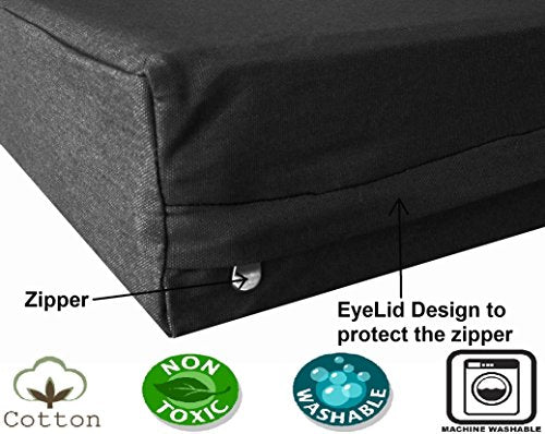 Jumbo Orthopedic Gel Memory Foam Dog Bed (JUMBO 55" Length X 47" Width / Canvas in Black)