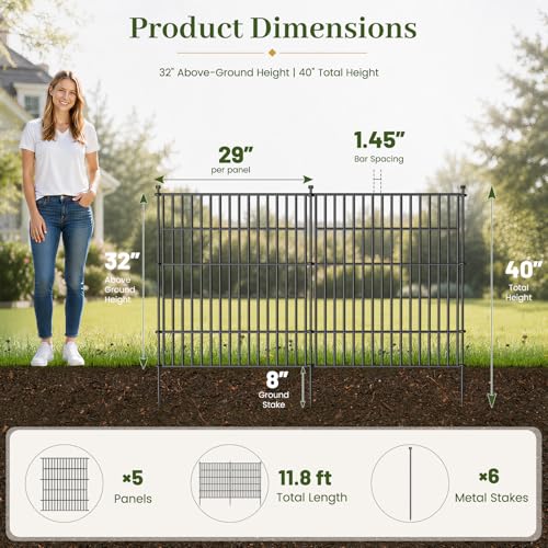 No Dig Garden Fence Outdoor for Yard (32 in(H) X 11.8 ft(L))