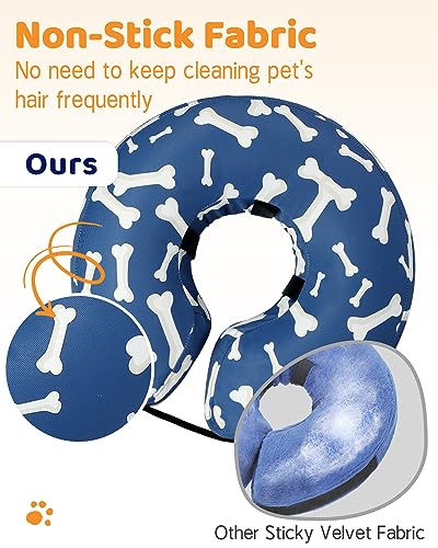 Inflatable Dog Cone Collar Alternative After Surgery (T Bone Navy / L(Neck 12"-16"))